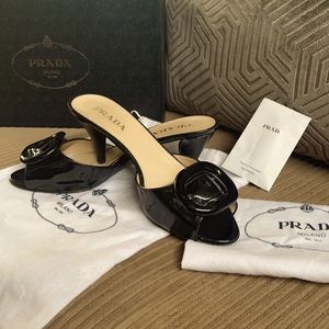PRADA black leather shoes.